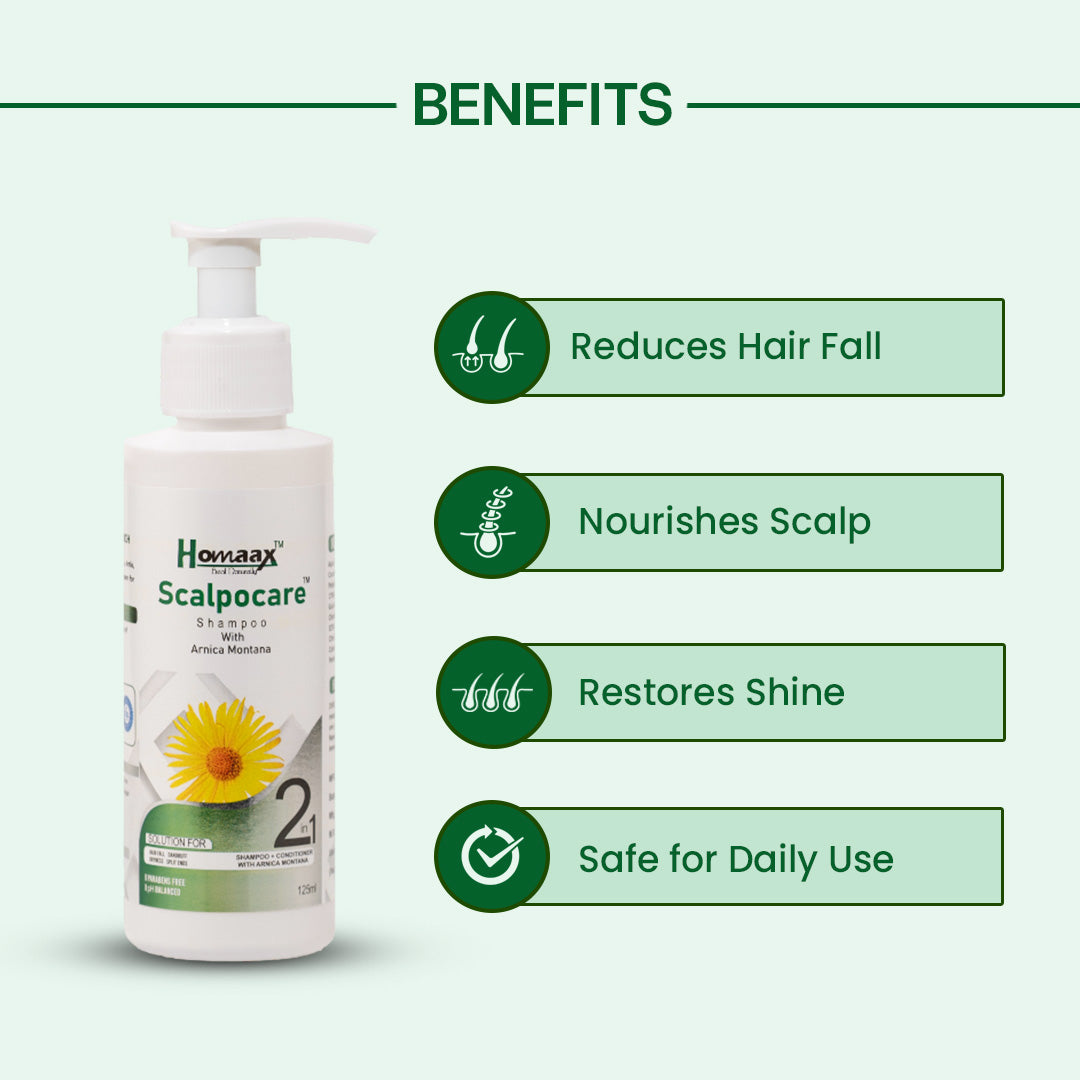 Scalpocare Shampoo With Arnica Montana  – 2 in 1 Shampoo + Conditioner (125ml)  FREE Derma Roller